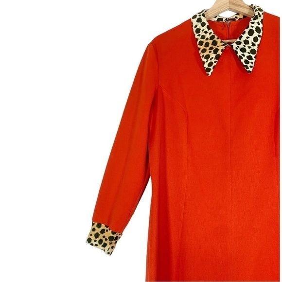 Vintage Unbranded Retro Rockabilly Midi Dress Size Large Red Animal Print - Picture 5 of 10